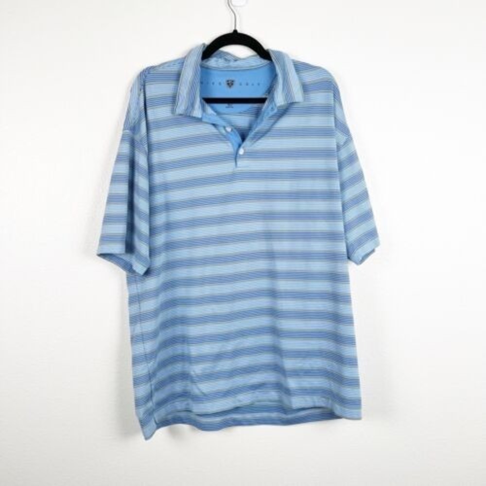 Nike Dri Fit UV Mens Golf Polo Striped Blue Sz XL‎